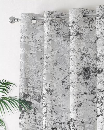 Abstract Gray Curtains 63 inches Long for Living Room Bedroom
