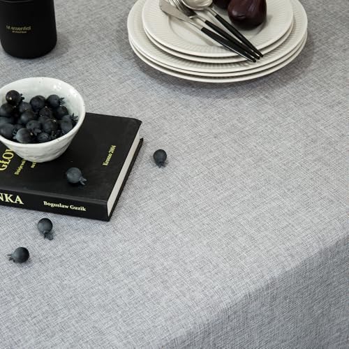 GLORY SEASON Houndstooth Bordered Tablecloth Linen Style Rustic