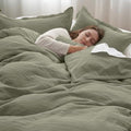 PHF 100% Cotton Muslin Duvet Cover Queen Size 3-Layer, 90"x90", Dusty