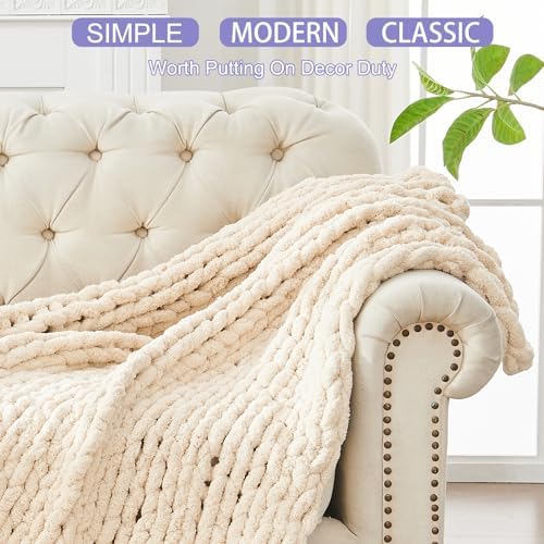 Chenille Throw Blanket, Knitted Blanket, Hand Knitted, Skin Friendly