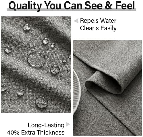 MIULEE Linen Textured Rectangle Tablecloth 60 x 120 Inch Gray
