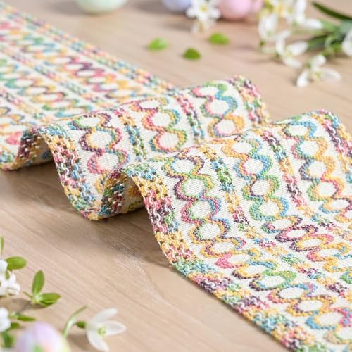 Artoid Mode Colorful Woven Farmhouse Hollow Table Runner 12x120 Inch