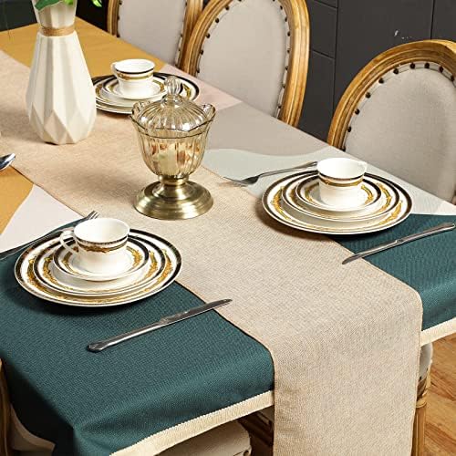 Breling 10 Pcs 12 x 71 Inch Rustic Polyester Table Runners, Khaki