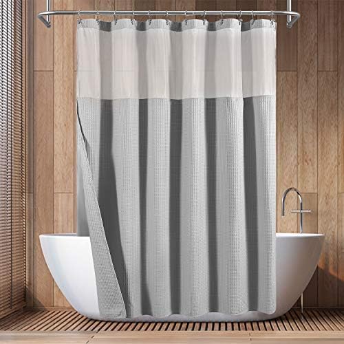 Barossa Design Cotton Waffle Weave Shower Curtain with Snap-in Liner