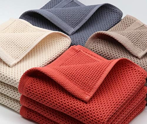Cotton Dish Rags Dish Cloths for Washing Dishes,12”x12”, 6 Pack, Dark