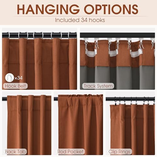 Boho Blackout Curtains 96 Inch Length 2 Panel Set for Bedroom Living