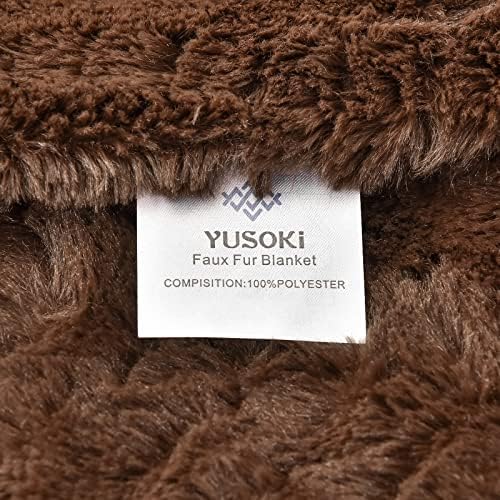 YUSOKI 700GSM Luxury Double Sided Faux Fur Queen Blanket, Brown