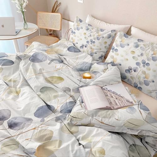 Duvet Cover King Size, Cream Gray Reversible 3 Pieces Duvet Cover Set