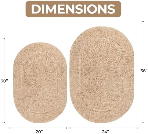 Superior Non-Slip 2 Piece Bath Rug Set, Ultra Plush, Soft and