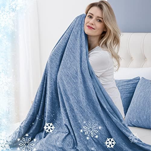 CHOSHOME 1 Pack Blue Cooling Blanket 60" X 80" and 2 Pack Cooling