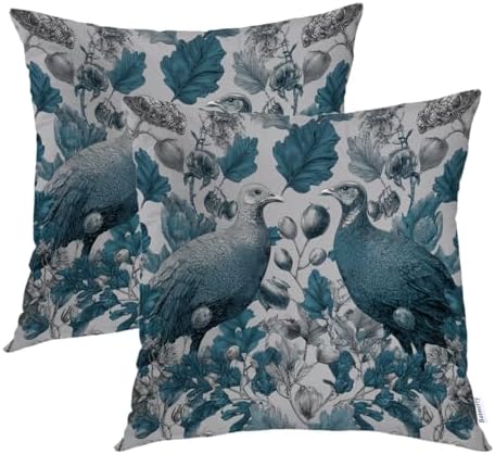 Batmerry Turkey Pattern Botanical Elements Throw Pillow Covers, Muted