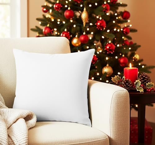 PurpleEssences Solid Throw Pillow Cover, 20x20 in Set of 2 - White