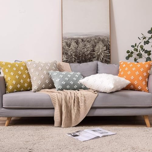 MIULEE Set of 2 Decorative Throw Pillow Covers Rhombic Jacquard