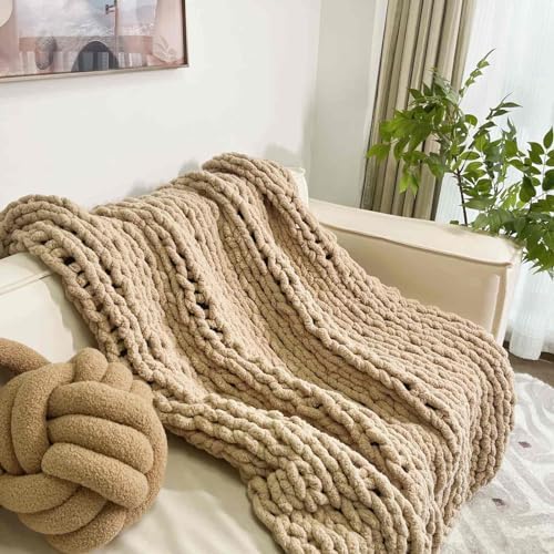 Soft Chunky Knit Throw Blanket for Couch, Cozy Warm Knitted Blankets