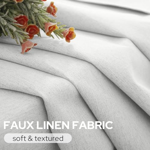 HOMEIDEAS 100% Blackout Ivory Linen 52'' X 108'' Curtains 2 Panels
