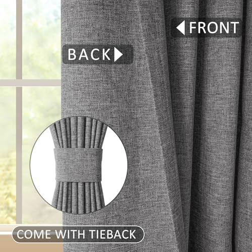Macochico 52" Wx108 L Pinch Pleated Linen Curtains 100% Light Blocking