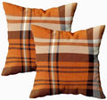 EMMTEEY Orange Brown Tartan Plaid Checkered Pillow Covers 22x22 Set of