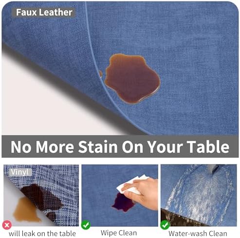 Maxpearl Faux Leather Placemats Set of 6, Easy to Clean, Navy Blue