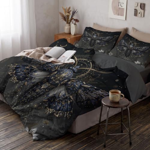 Dark Gray Mysterious Luxury Animals Duvet Cover Set For Women Girls