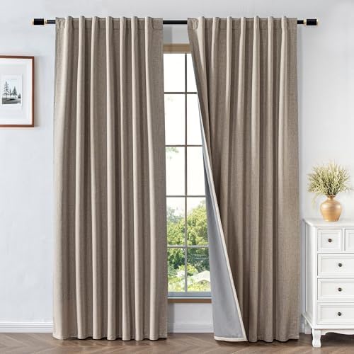 Blackout Curtain for Bedroom Rod Pocket(W52 x L108,Light Beige)
