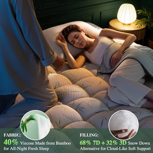 LIANLAM Mattress Topper,1200 GSM Cooling Mattress Pad,2In Extra Thick