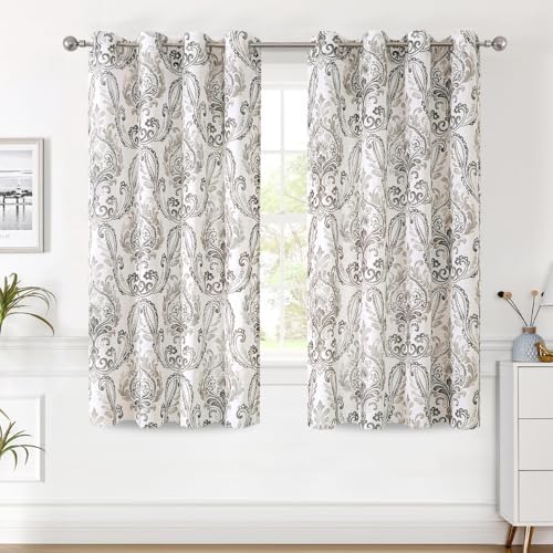 H.VERSAILTEX Linen Curtains for Bedroom Floral Curtains Grommet Rustic