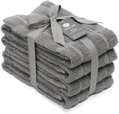 100% Cotton Terry Dish Towels, 4 Pack Plain, 16 x26 Inches, Super Soft