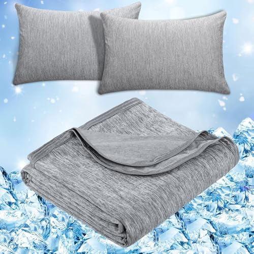 CHOSHOME 1 Pack Double Sided Cooling Blanket 50" X 70" and 2 Pack Grey