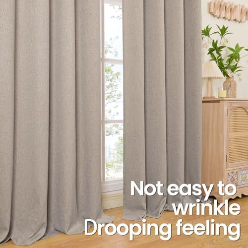 BGment Taupe Linen Curtains for Living Room 84 Inch Length 2 Panels