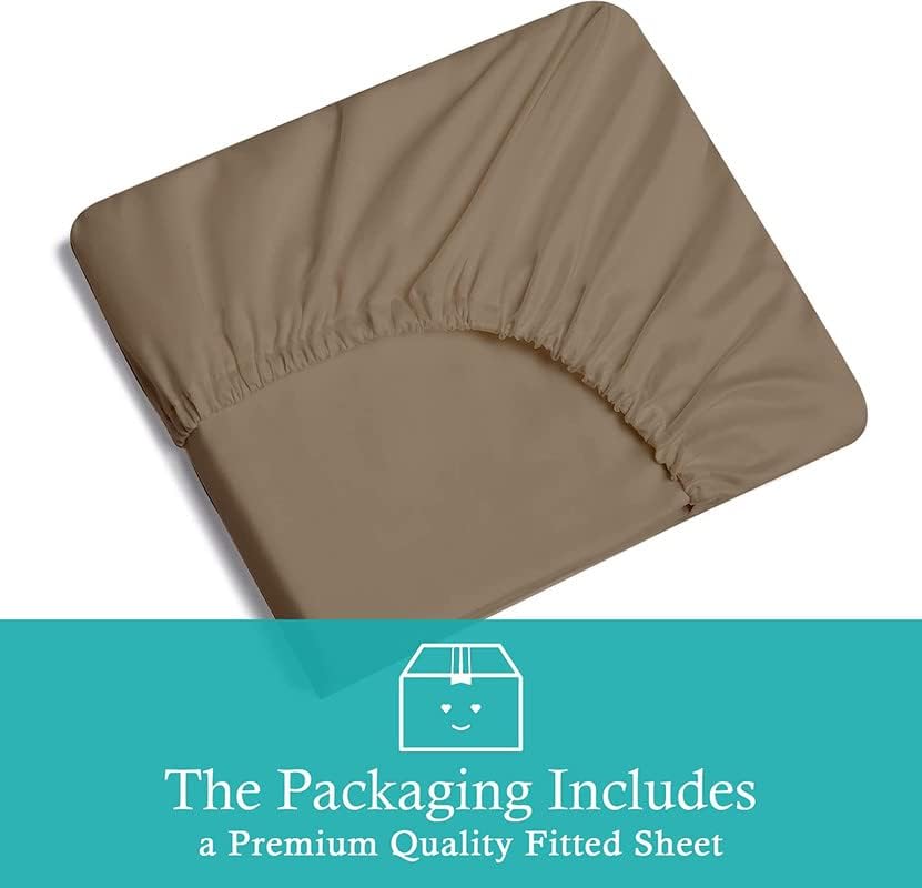 TBM 1 PC Fitted Sheet 600 Thread Count 100% Egyptian Twin XL Taupe