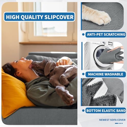 XINEAGE Stretch Jacquard Sofa Cover, Non Slip Sofa Slipcover for Dog