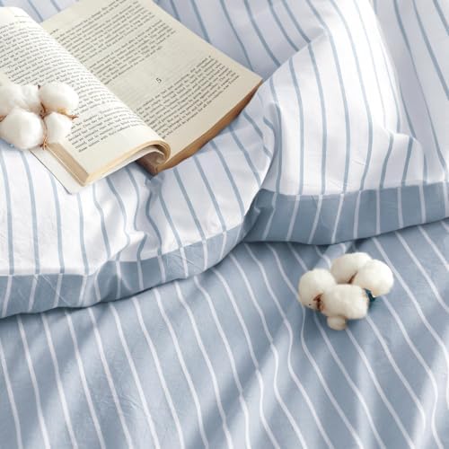 Nayoroom Striped Duvet Cover Queen Reversible Blue White Stripe