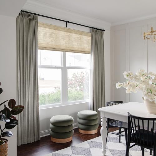 TWOPAGES Light Gray Blackout Thermal Insulated Curtain with White