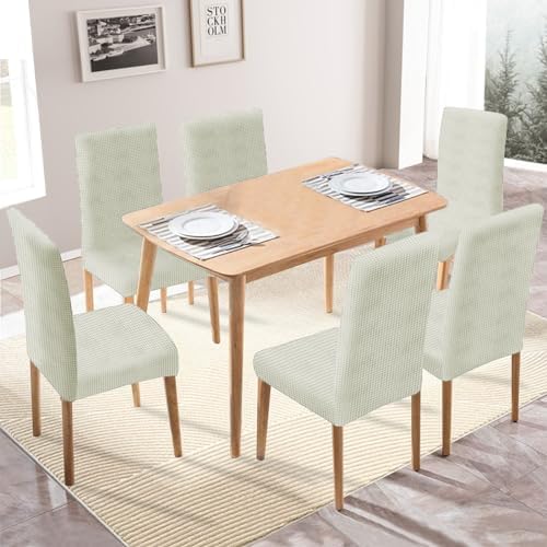 Chair Covers for Dining Room Set of 6, Stretch,Natural Colors