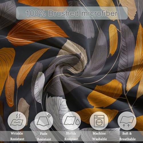 Reversible Printed Duvet Cover King Size, Plant Leaves Lines Pattern