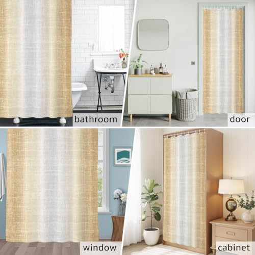 Modern Fabric Texture Shower Curtain Farmhouse Beige Gradient Linen