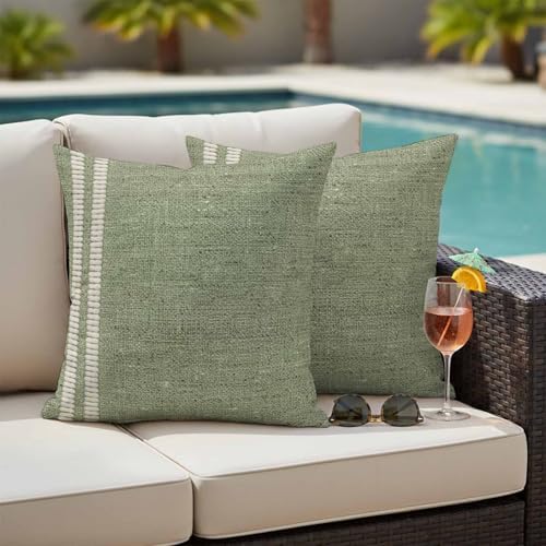 Sage Green Outdoor Waterproof Throw Pillow Covers Set of 2-18x18 Inch