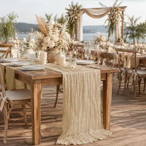 Beige Cheesecloth Table Runner 12 Pcs 20x120 Inch 10FT