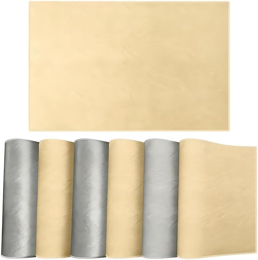 Faux Leather Placemats Set of 6, 12x18 inch Reversible Beige & Gray
