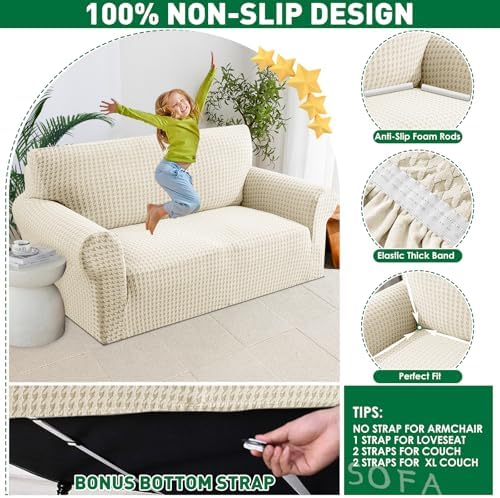 MAXIJIN Stretch Couch Cover Sofa Covers for 3 Cushion Couch