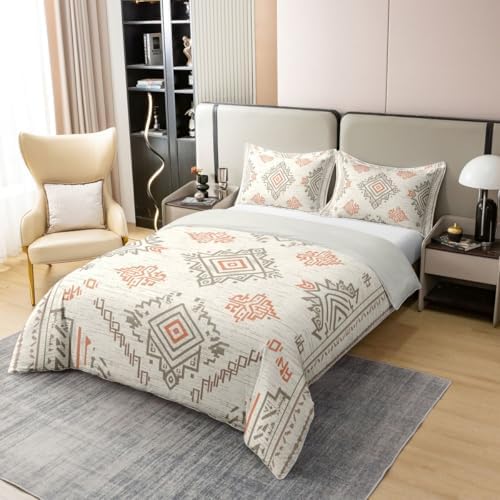 Manfei Boho Style Duvet Cover Queen Size 100% Cotton Tribal Exotic