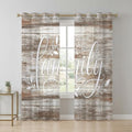 Family Sheer Curtains for Living Room 96 inch Length 2 Panels Set