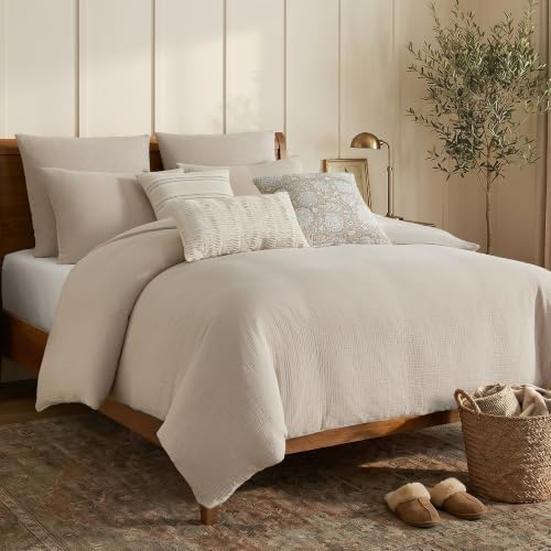 Levtex Home - Muslin Taupe Duvet Set - King Duvet Cover (106x94in) and