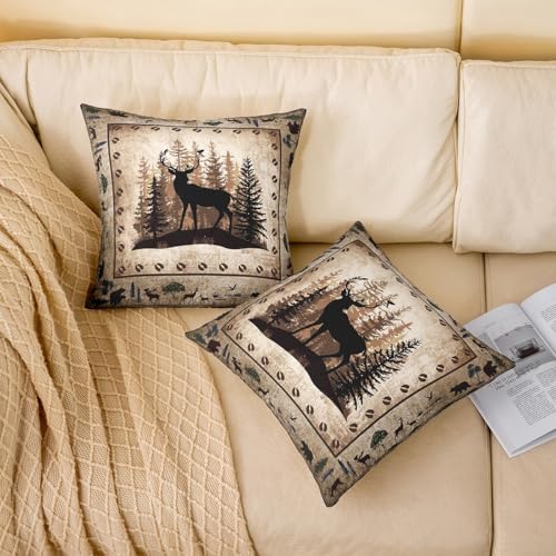 Feelyou Throw Deer Hunting Pillow Covers 22 x 22-Inch Set of 2 Girls