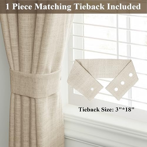 Frelement 108 Inch Length Extra Long Linen Curtains Light Filtering