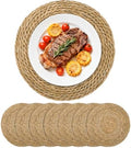 Set of 8 Round Woven Placemats, 13 Inch Rattan Chargers for Dinner