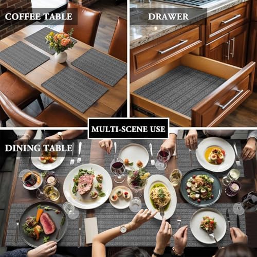 Placemats Set of 8, Gradient Gray Boho Geometric Table Mats Washable
