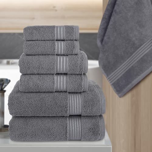 Elegant Comfort Premium Cotton 6-Piece Towel Set, Includes 2
