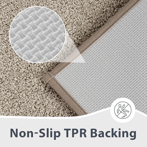 anllugs Bathroom Rugs, 24" x 36" Soft Bath Rugs, Taupe & Dark Brown