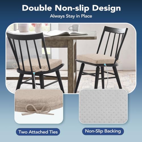 Chair Cushions for Dining Chairs, Non Slip Chair Pads with Ties and